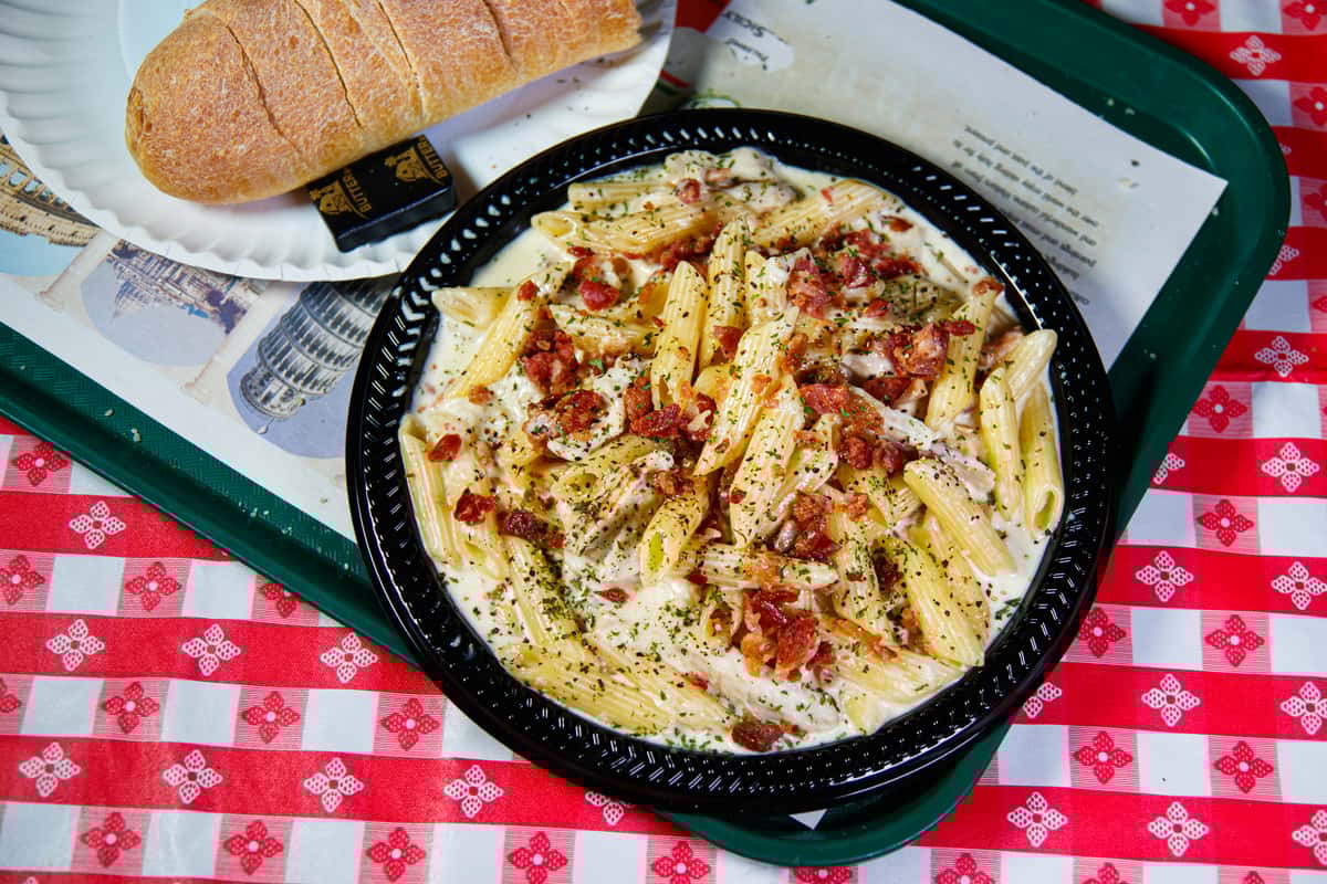 penne chicken with bacon