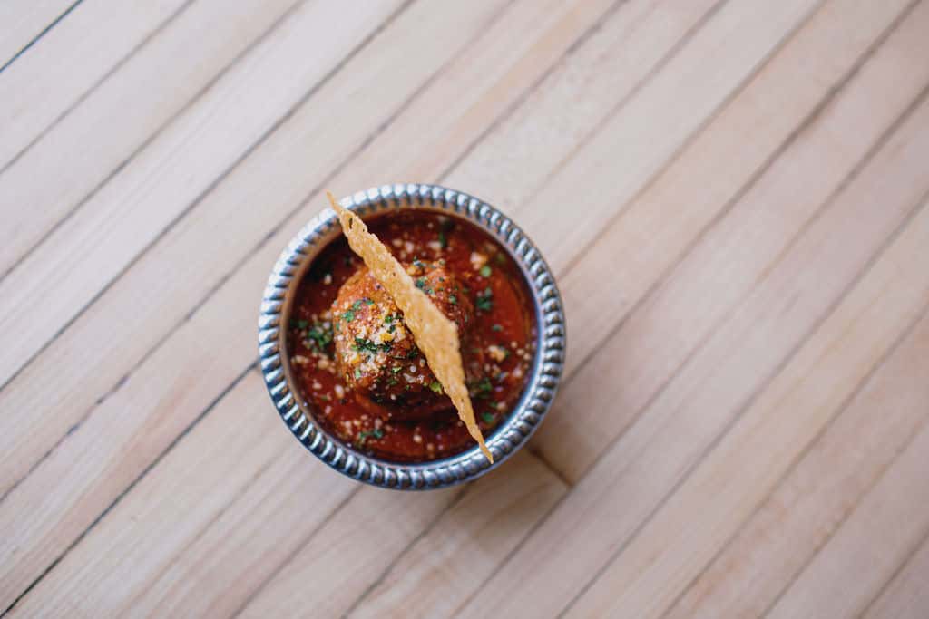 Meatball with Parmesan Crisp