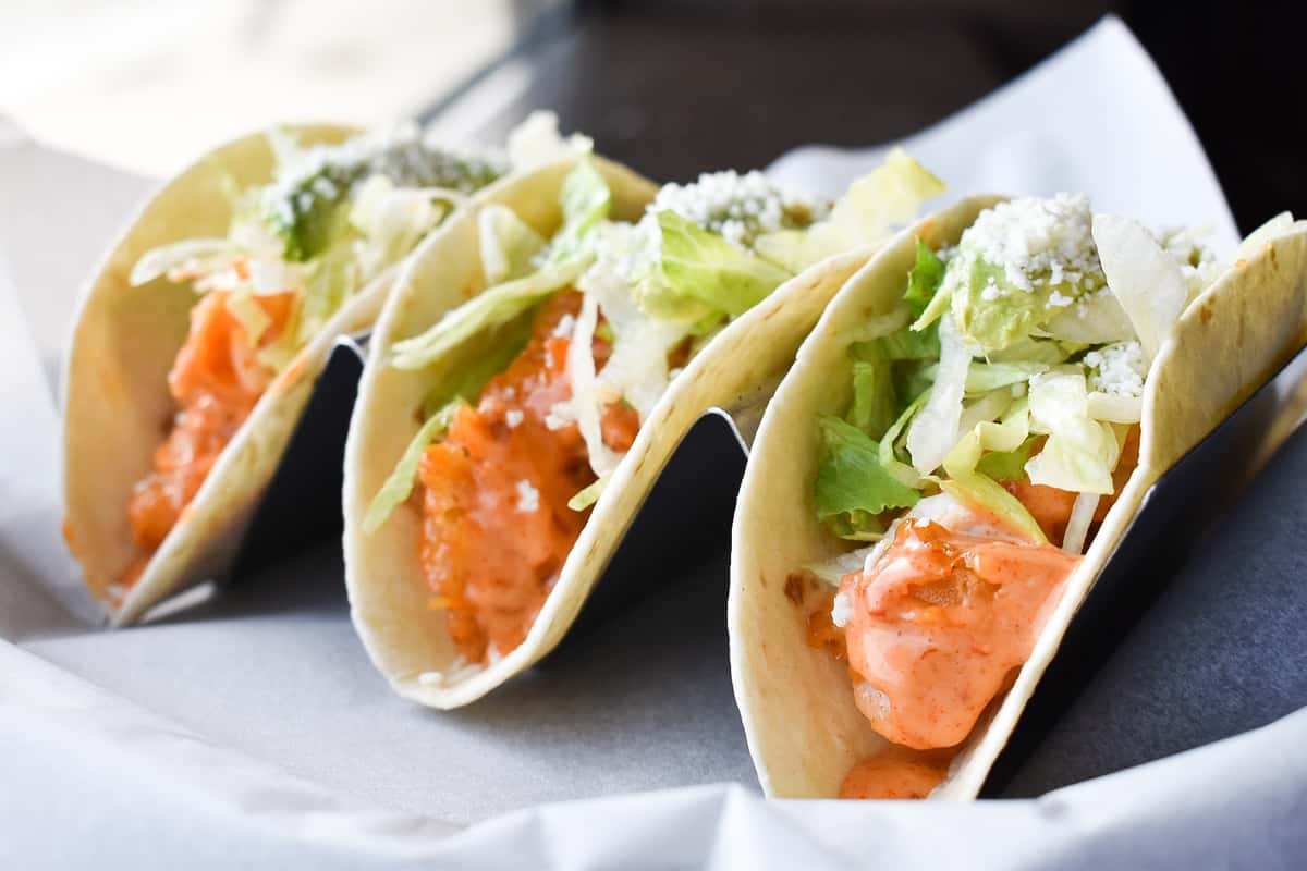 Firecracker Shrimp Tacos - Lago Tacos – Mexican Restaurant