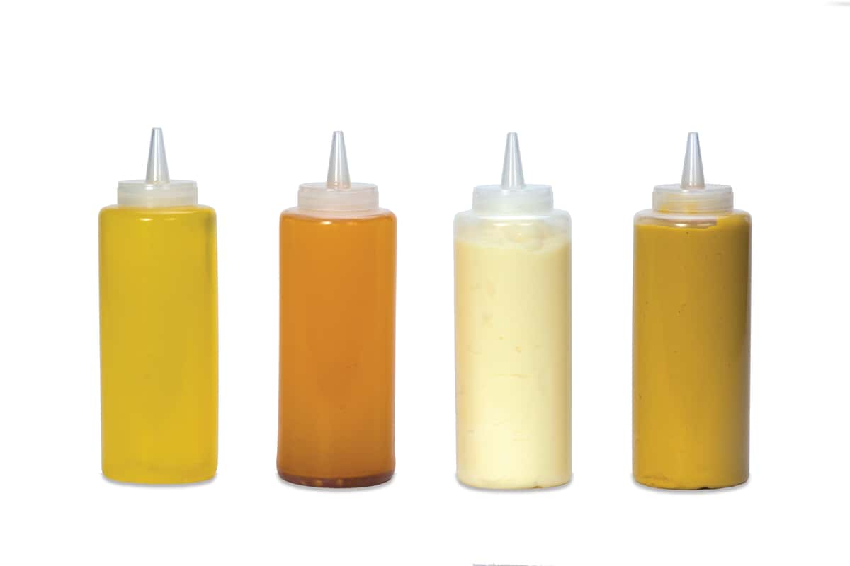 oils, mayo,relish and mustard