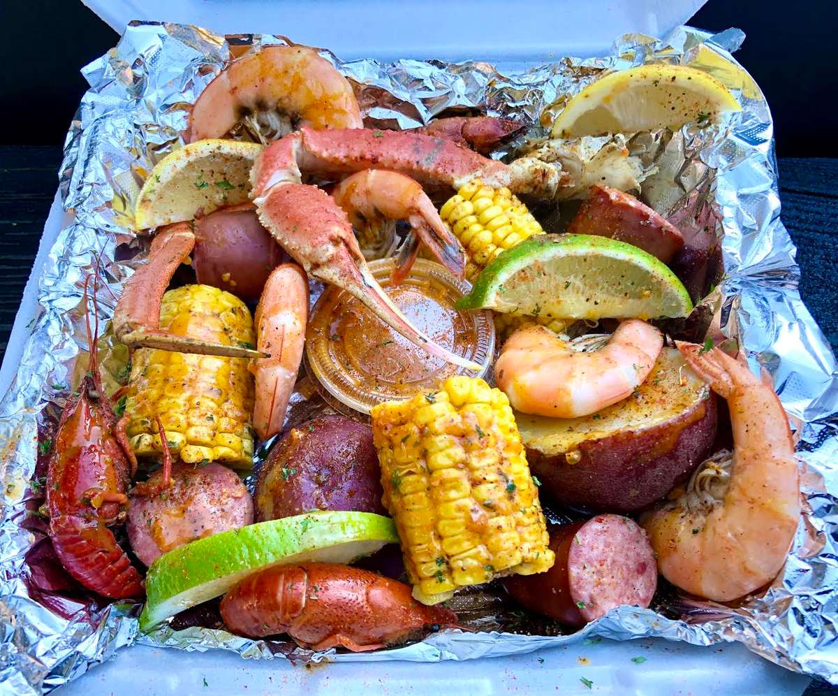 Krackin Krab seafood boil sampler