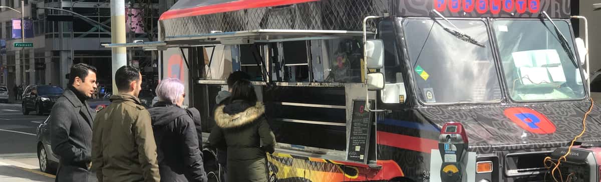 people on line at food truck