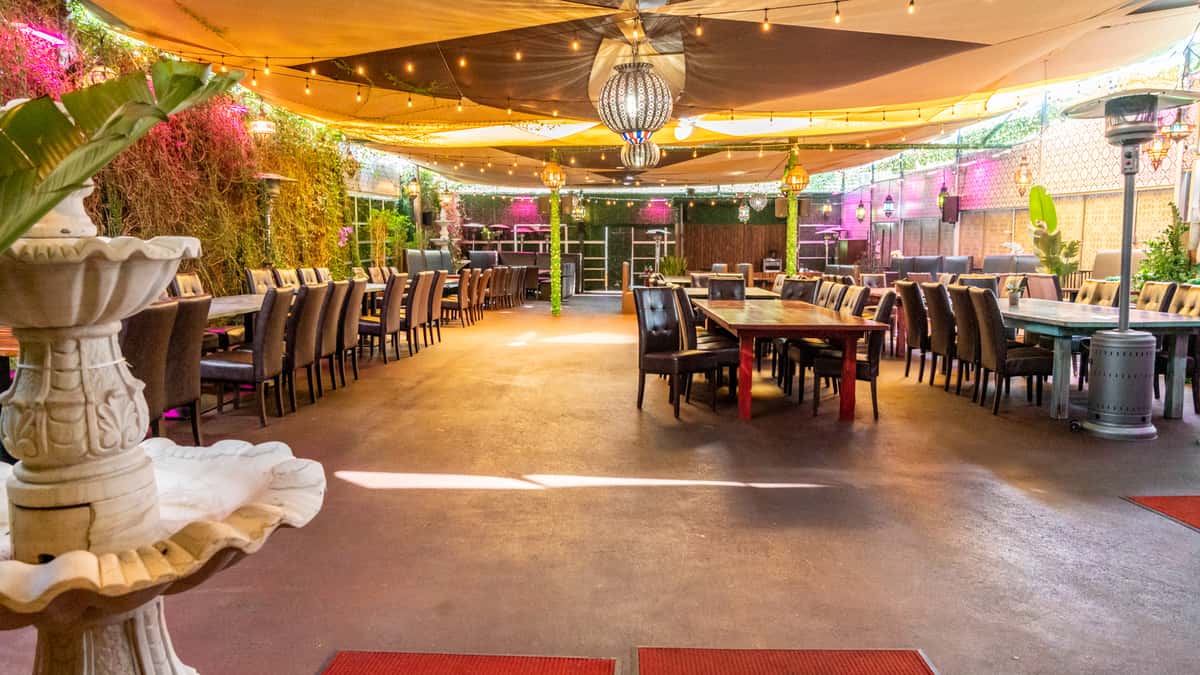Extensive back patio dining for large groups