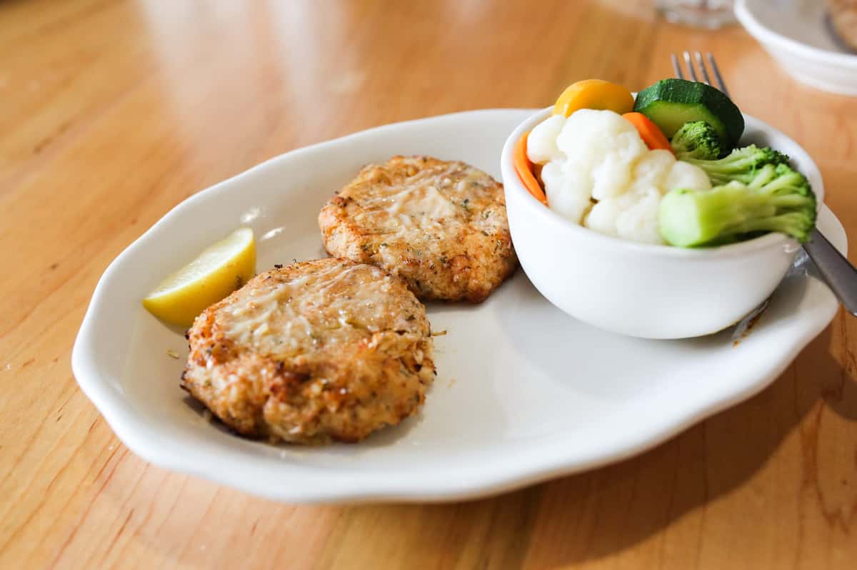 Pan Seared Crab Cakes Dinner Menu The Hook Seafood and Oyster House