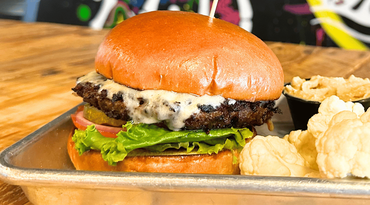 VLB Cheese Smashburger with Truffle Parm Chips - Voodoo Brewing