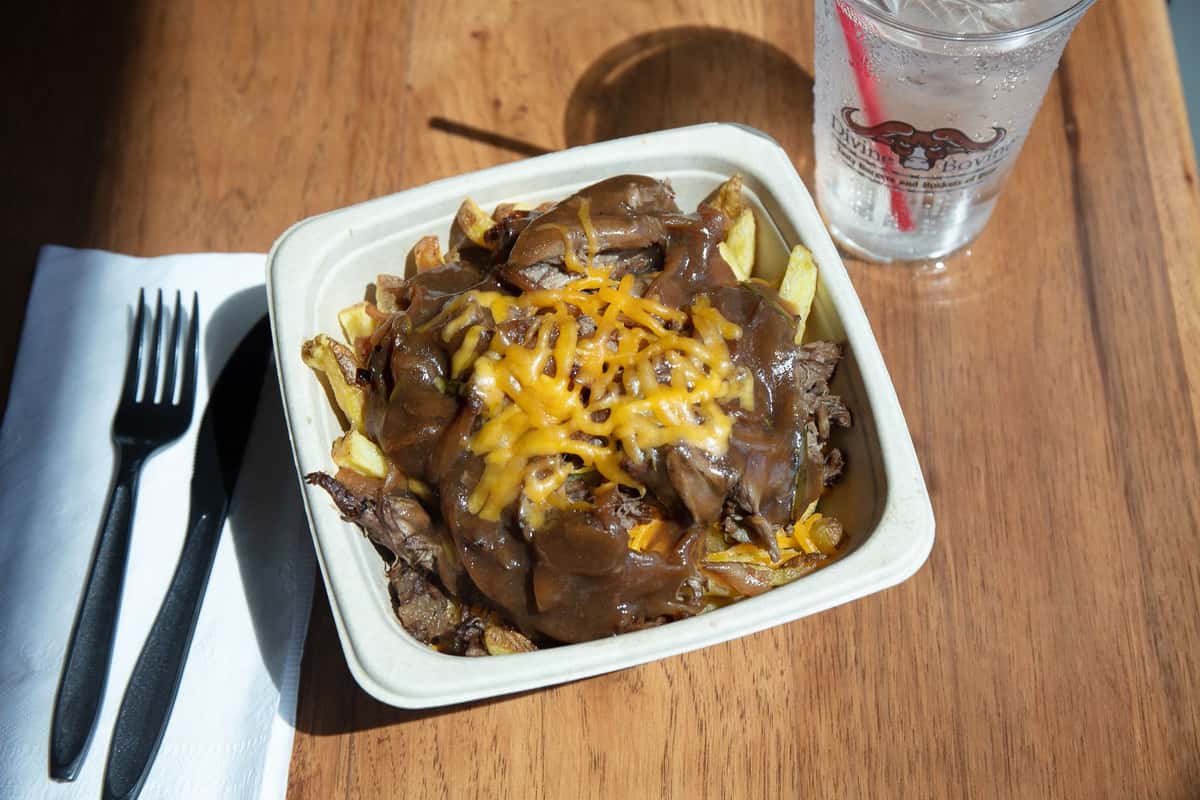 Roast Beef Fries Menu Divine Bovine Burgers Burger Joint in