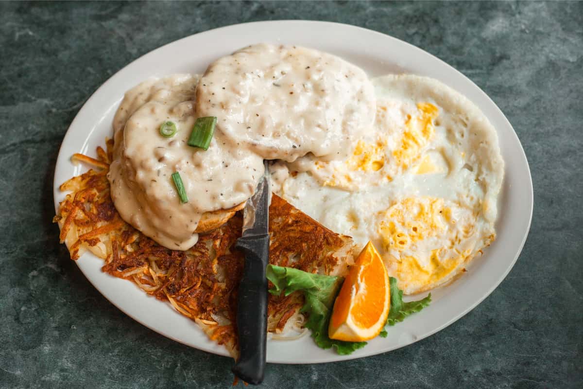 Biscuits, Sausage Gravy & Eggs* Breakfast Costas on the Ave Diner
