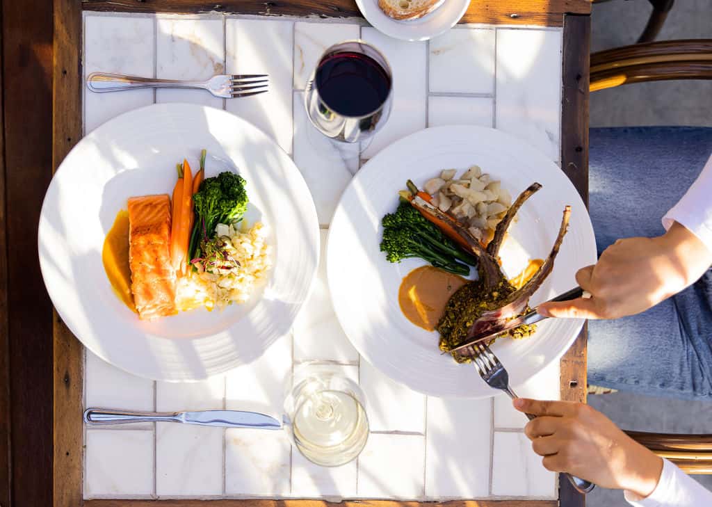 two italian meals with wine