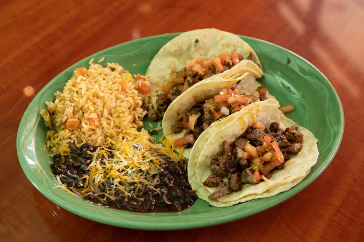 tacos with rice and beans