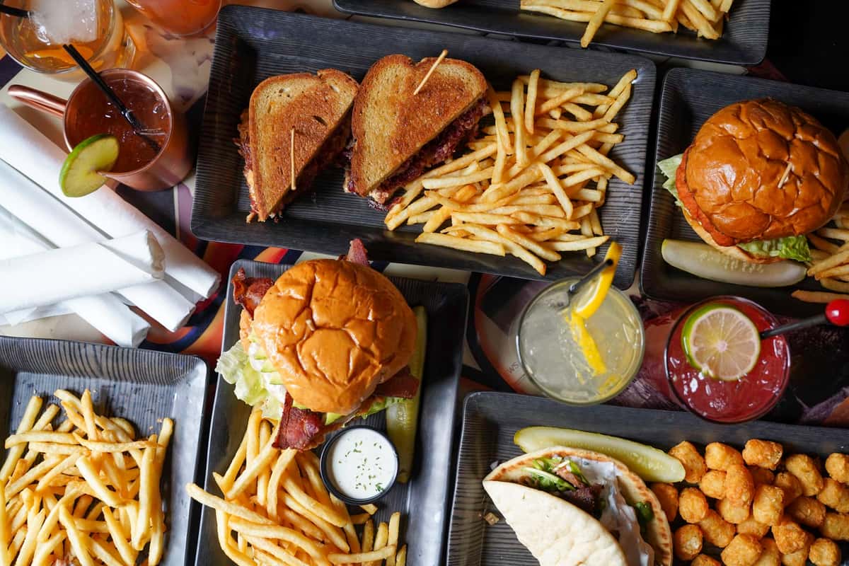 multiple plates of food