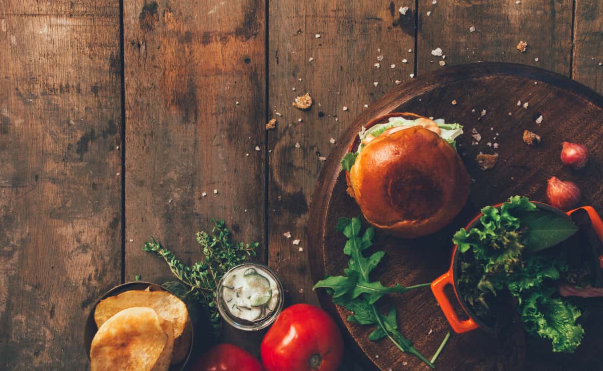 Food on wood background