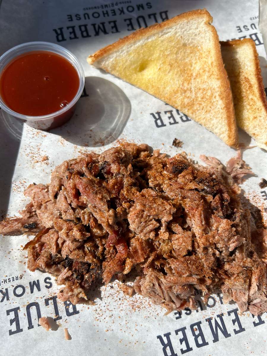 Pulled Pork Main Menu Blue Ember Smokehouse Barbecue Restaurant