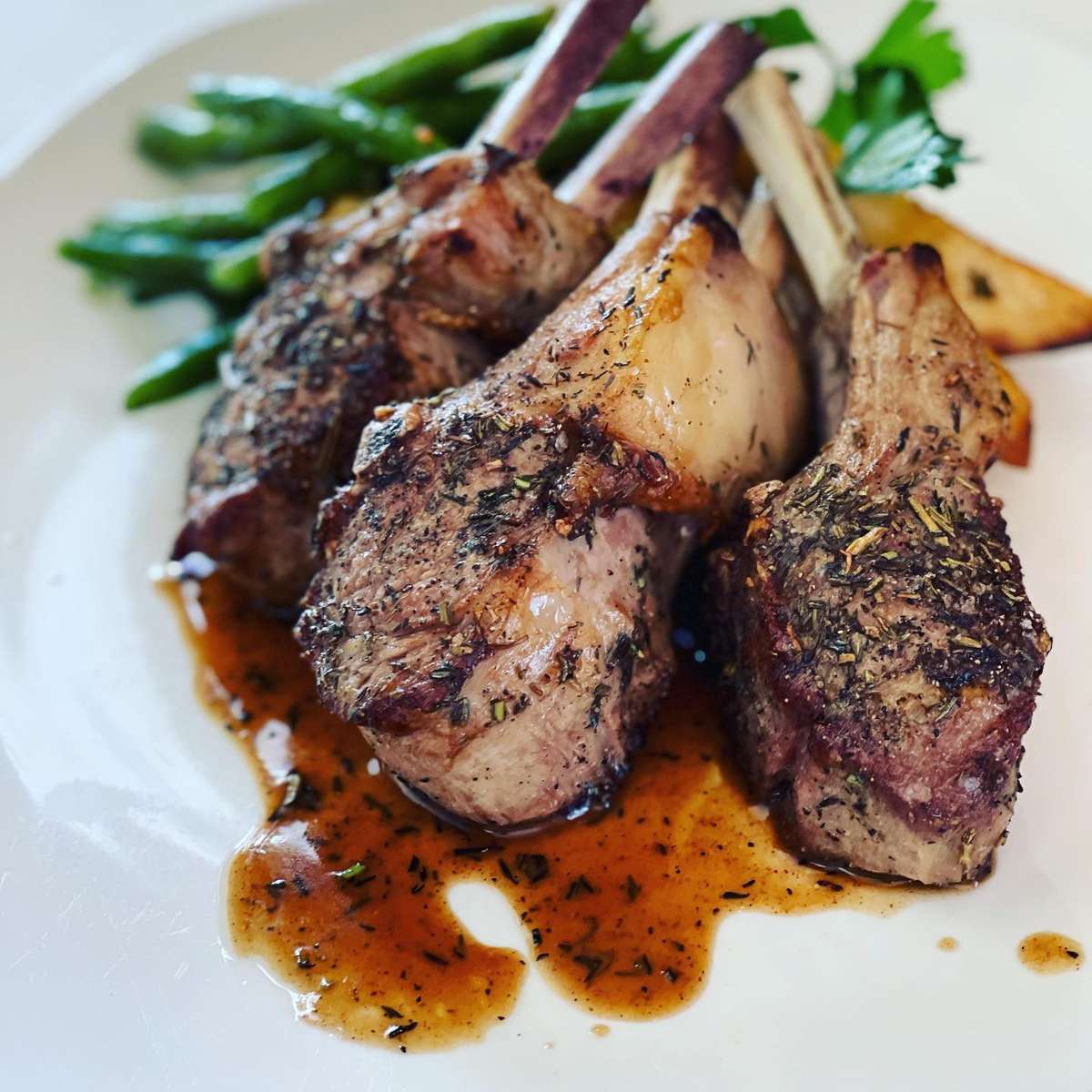 Lamb Rack with a Lemon Herb Pan Sauce