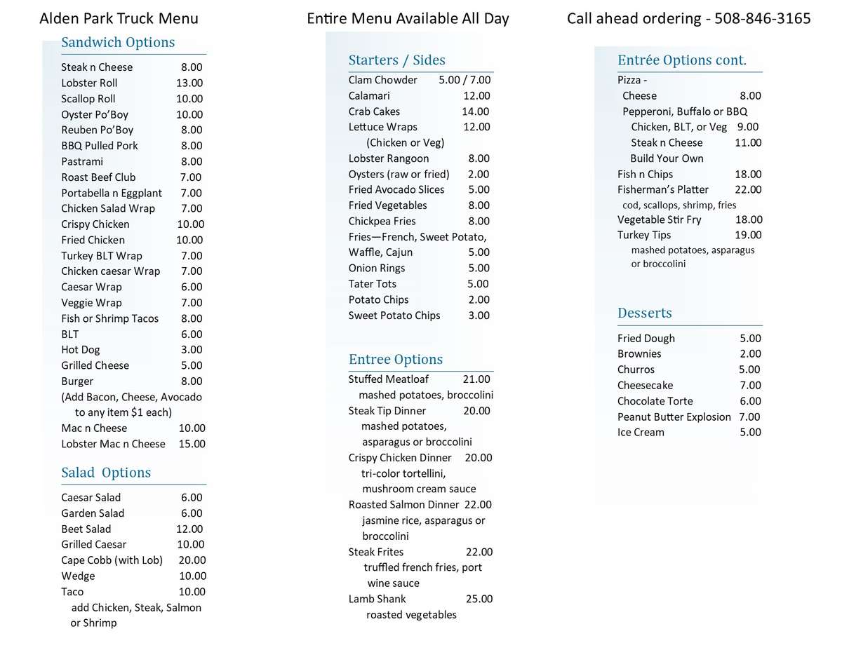 to Alden Park Alden Park American Restaurant in Plymouth, MA