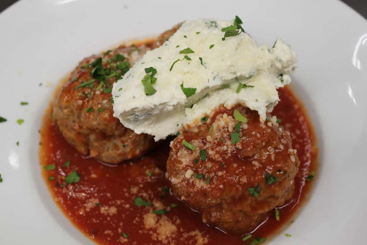 Handmade Meatballs W/Ricotta - Vernon's Cafe - Italian Restaurant