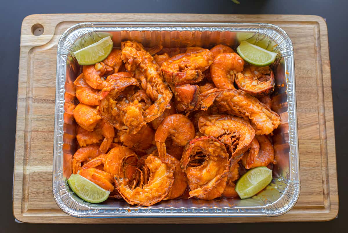 Hawaiian Garlic Shrimp with Lobster Tails