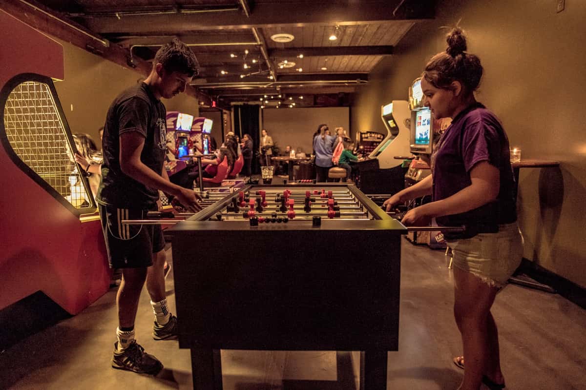 playing fooseball