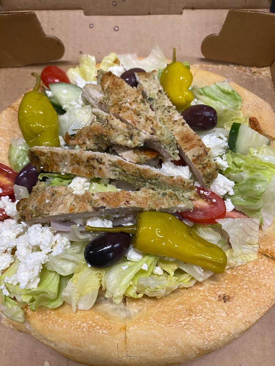 Salad on a pizza crust