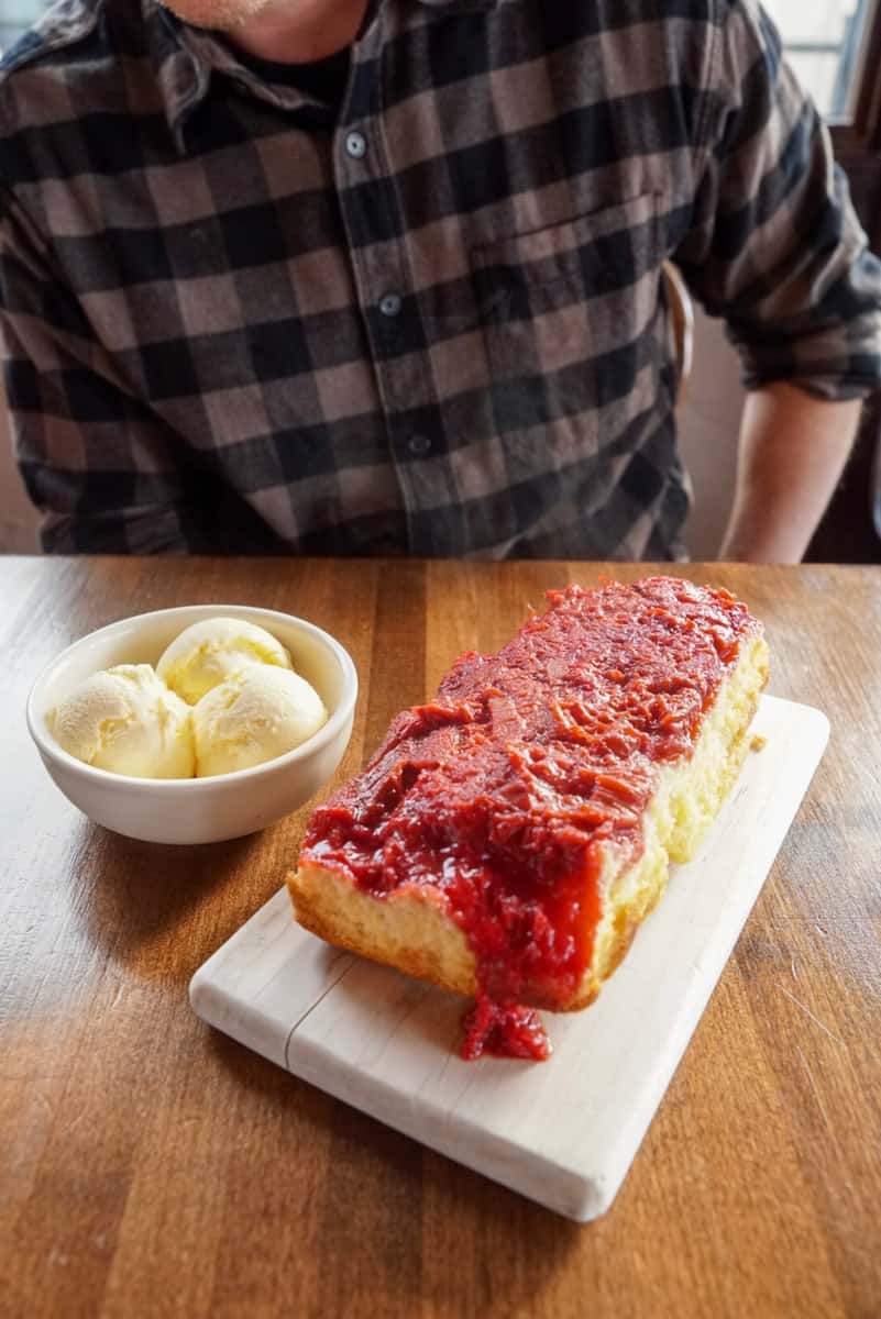The Famous Strawberry Rhubarb Cake - The Crab Pot Bellevue