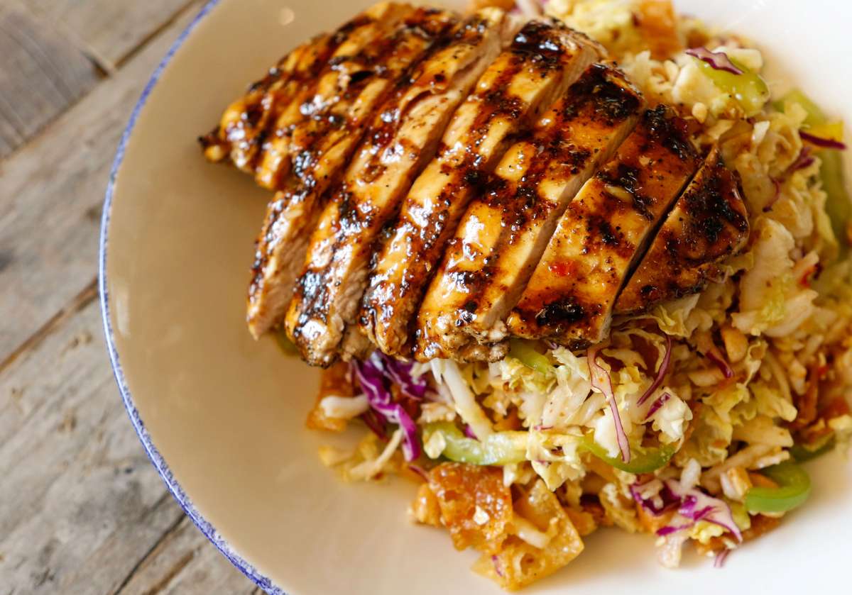 Chopped Asian Salad with Glazed Chicken - Mia's Table