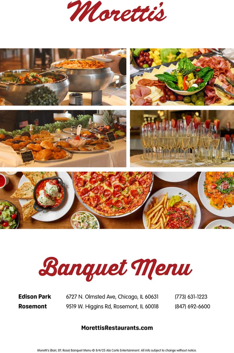 Banquet Menu - Edison Park - Moretti's | Best Thin Crust & Deep