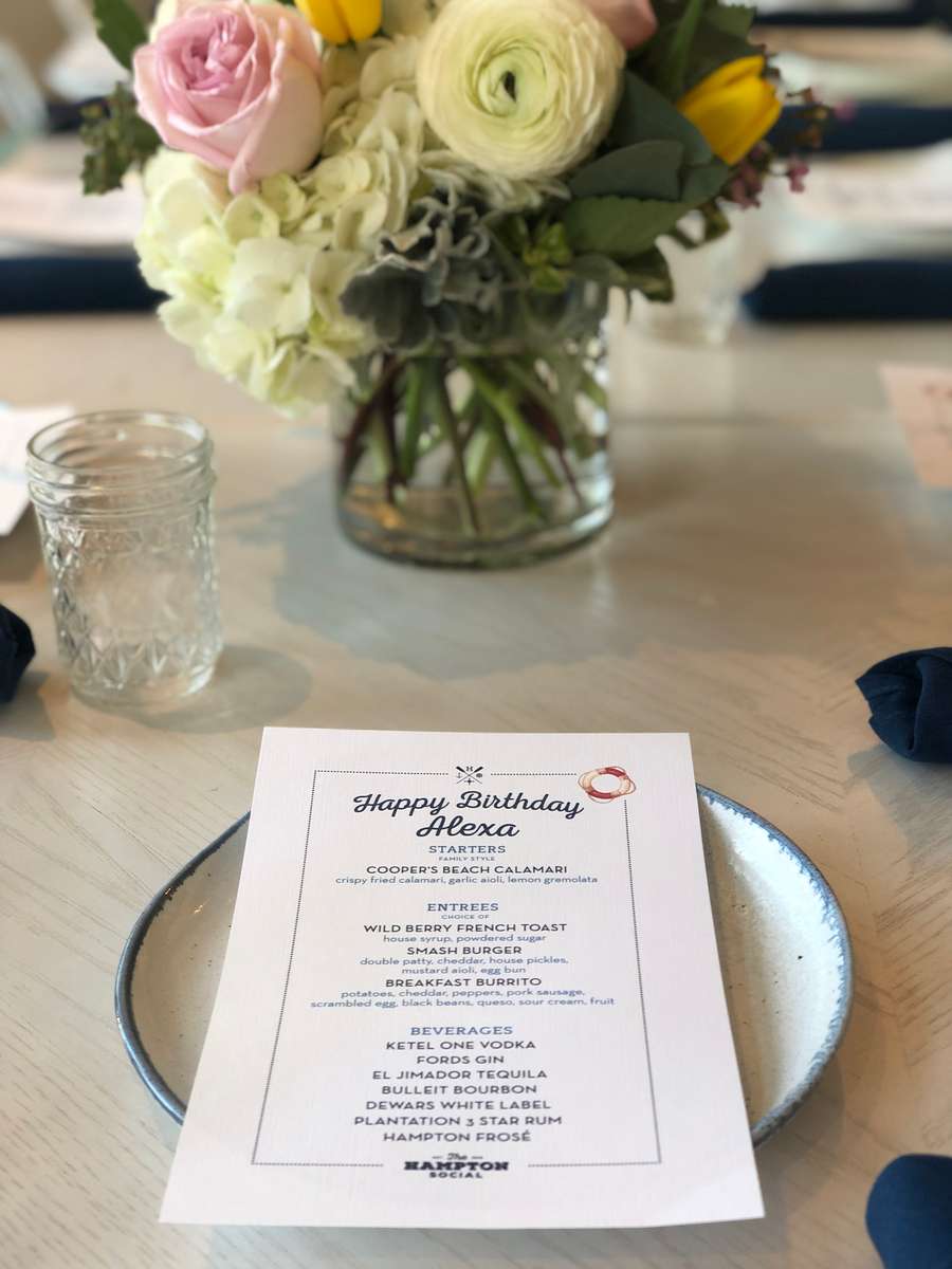 menu and centerpiece
