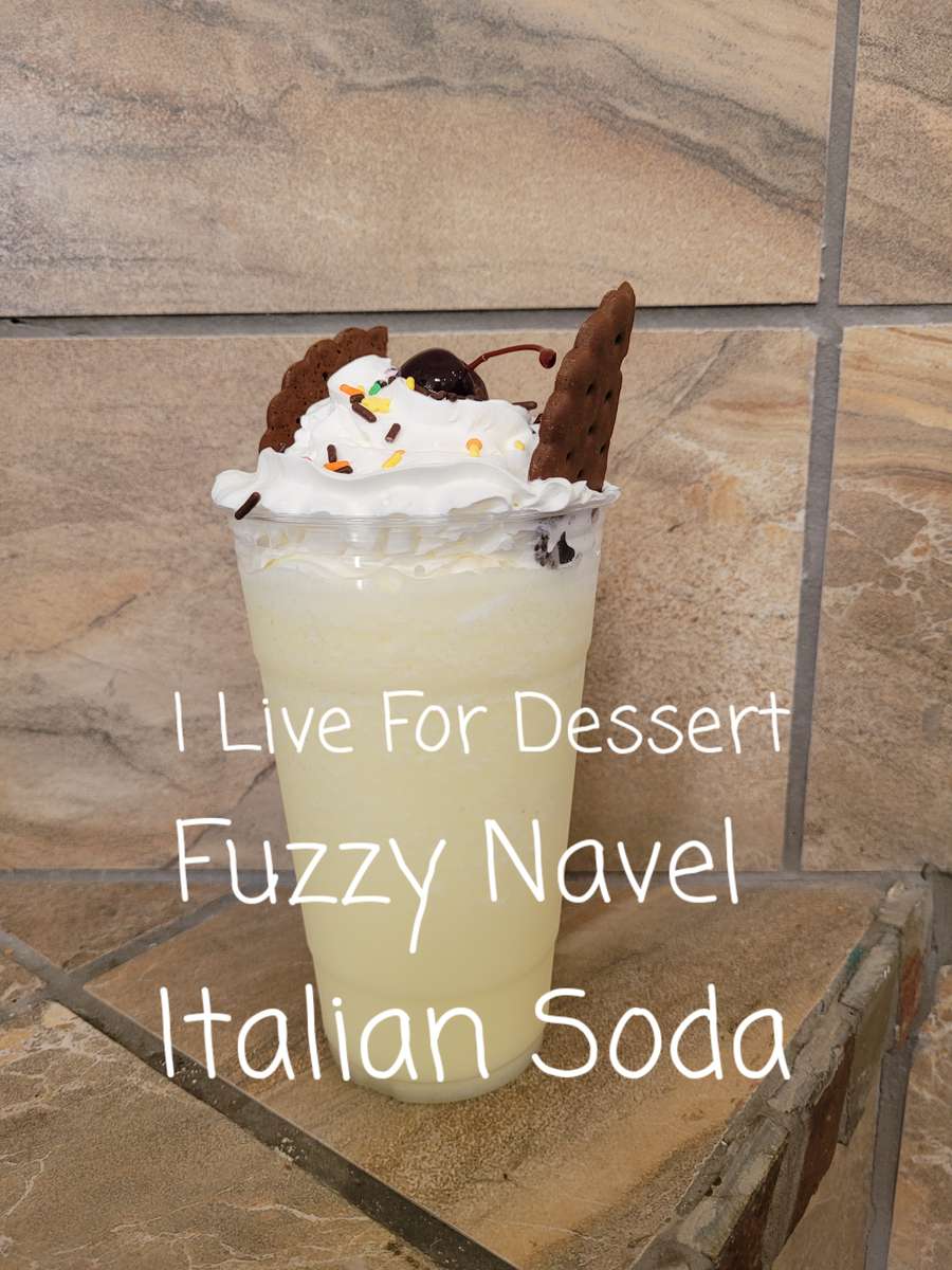 Fuzzy Navel Italian Soda Mocktail/ Vanilla Ice Cream