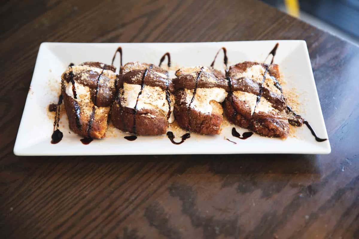 Toasted S'mores with Marshmallow, Chocolate & Graham Cracker Crumbs French Toast