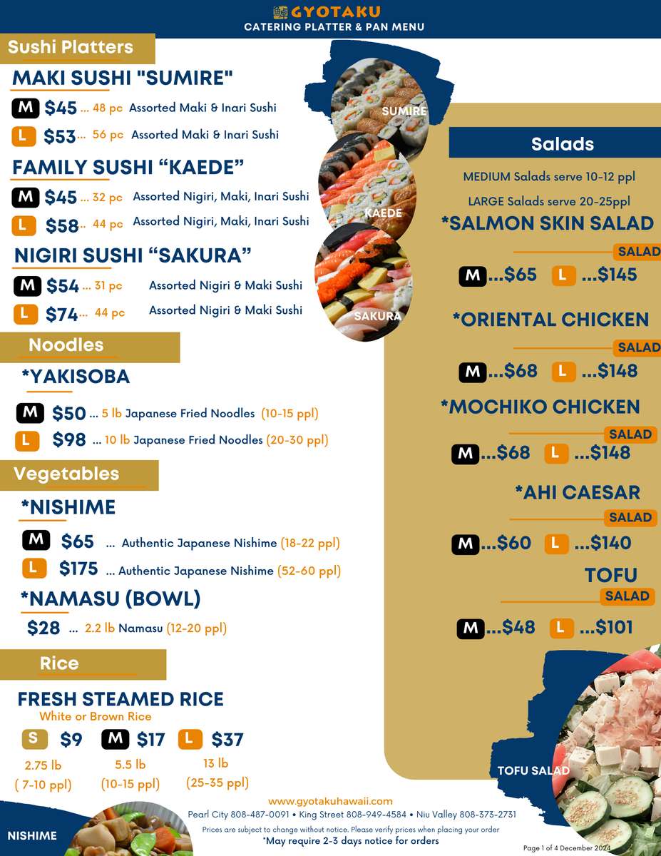 Catering Gyotaku Japanese Restaurants Hawaii