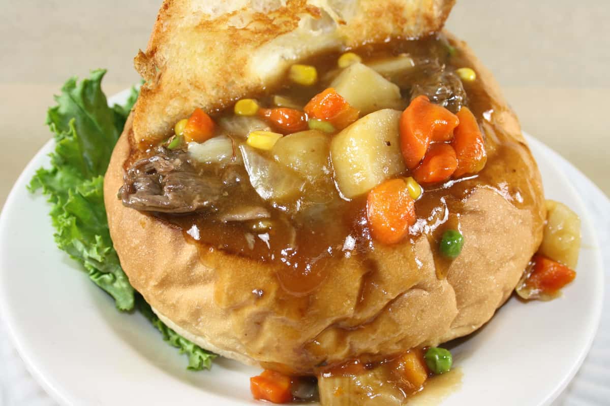 Homemade Beef Stew in Bread Bowl