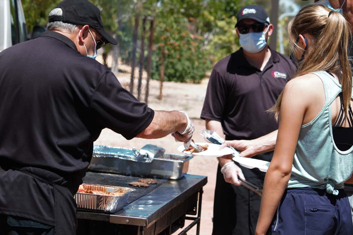 Staff serving customers