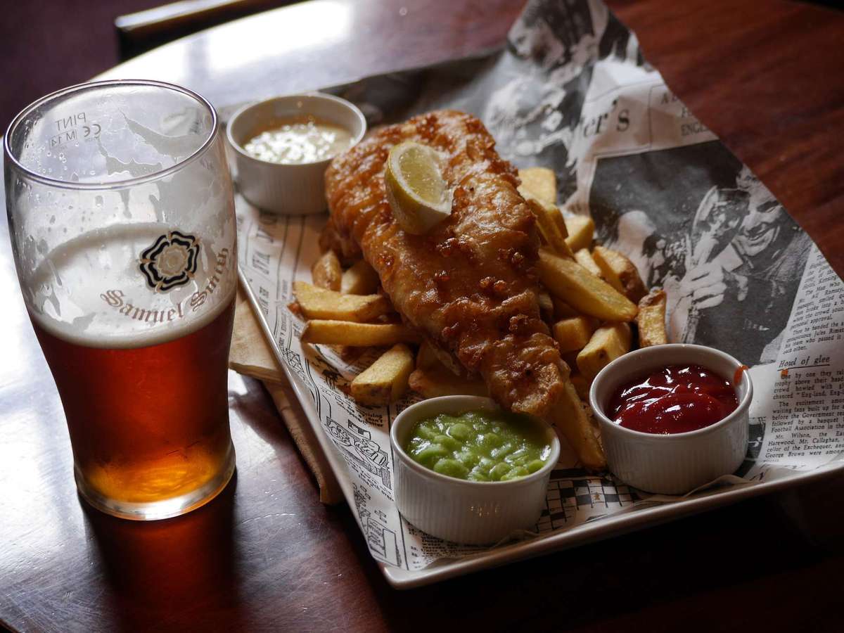Beer and fish & chips