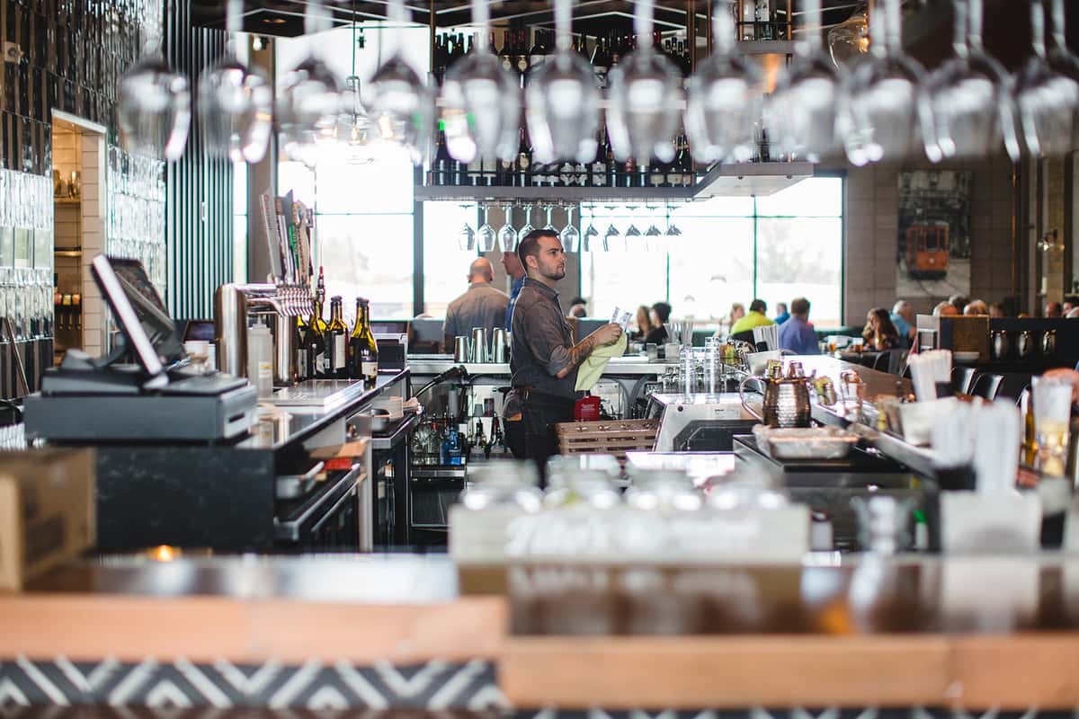 bar at spinato's pizzeria serving happy hour drinks