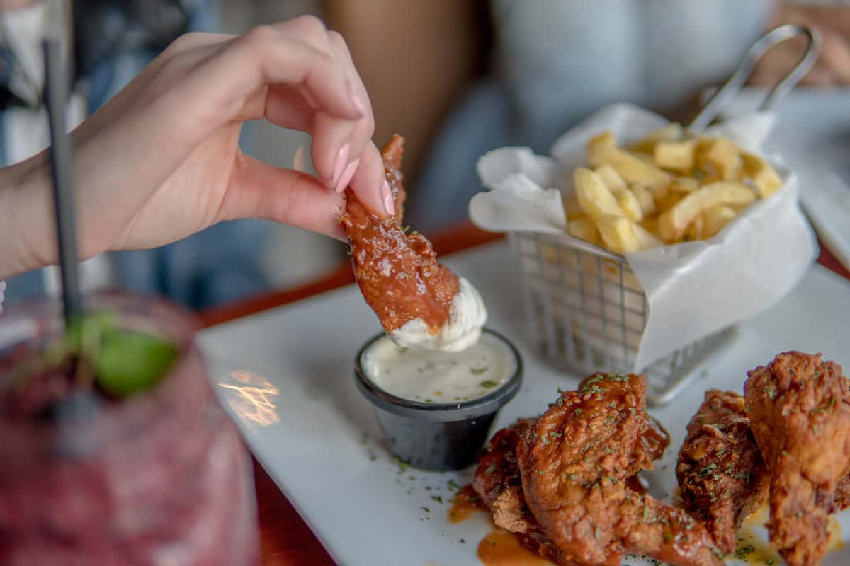 dipping a wing in ranch