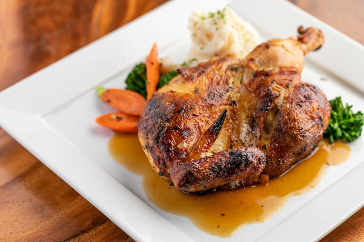 Rotisserie Chicken Dinner Lumberyard American Restaurant in