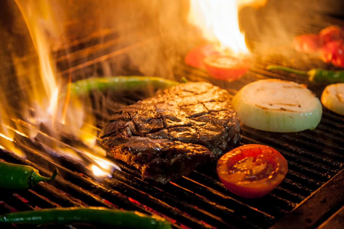 Steak on fire