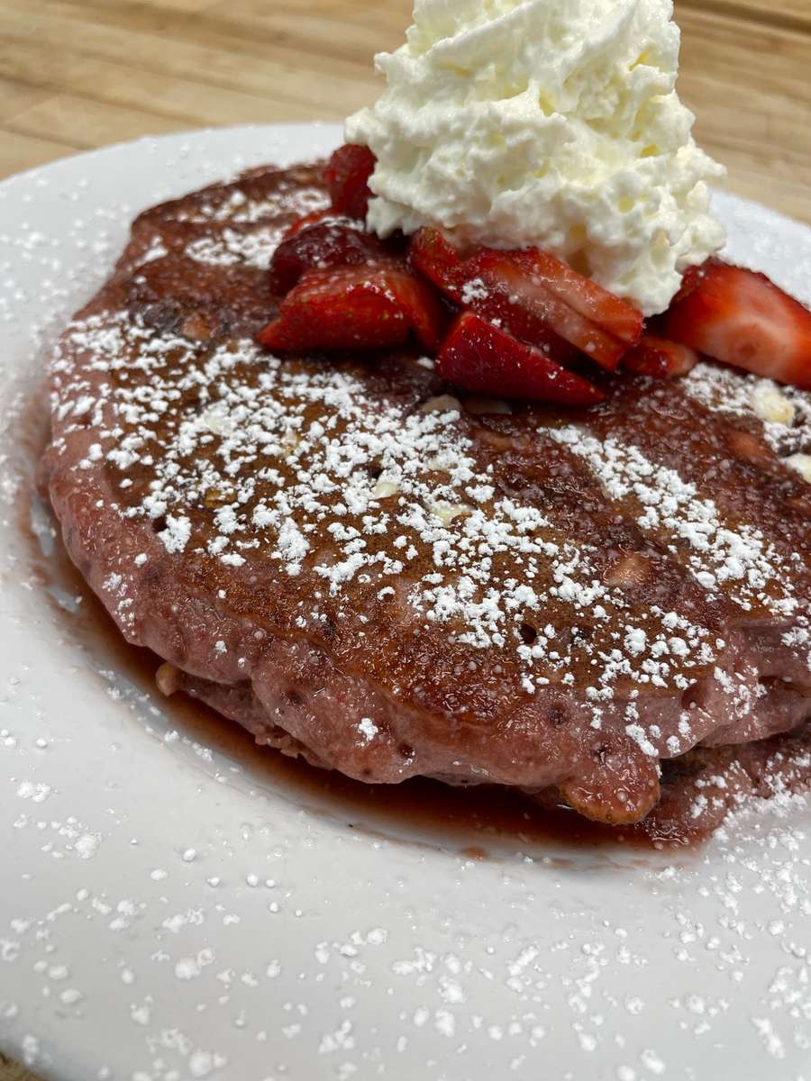 white chocolate cherry pancakes