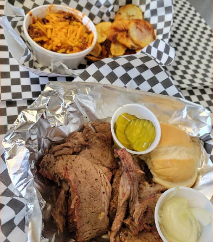 SMOKED BRISKET PLATTER BBQ Big Mic's Saloon & BBQ Smokehouse
