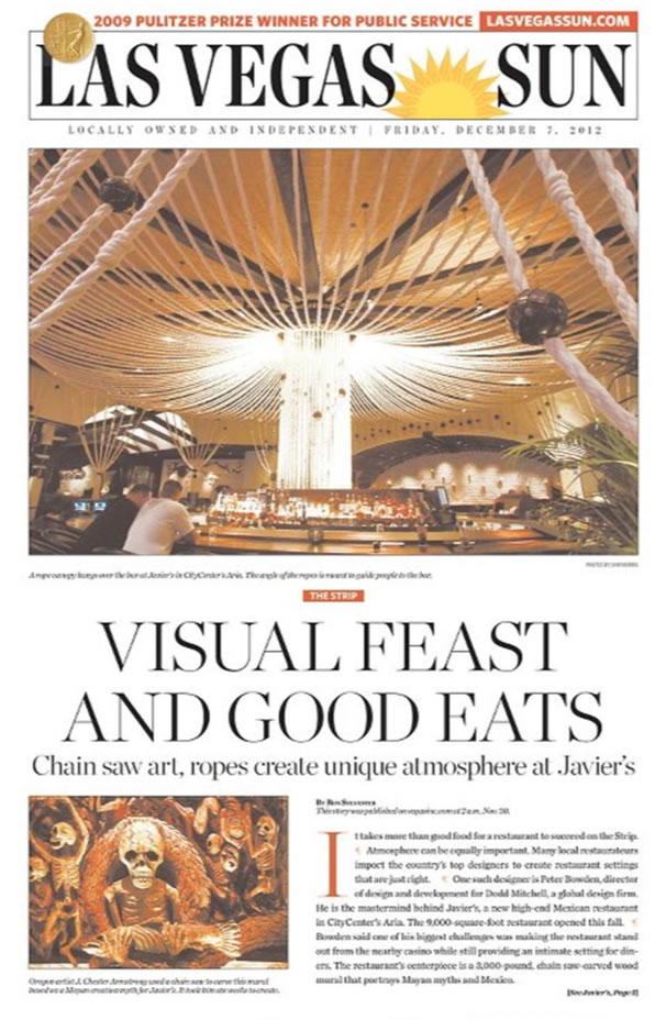 The Las Vegas Sun features Javier's Las Vegas Mexican Restaurant on their front page