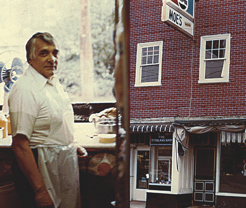 Moe's founder in front of restaurant