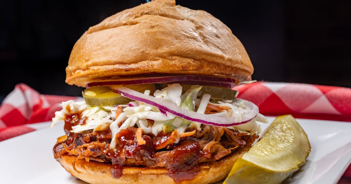 Pulled Pork Pile Blake's Place Barbecue Restaurant in Anaheim, CA