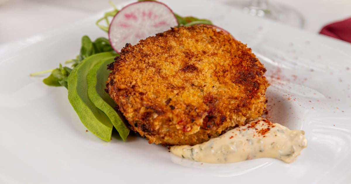 Crab Cake Dinner Brasserie Du Parc French Restaurant in Houston, TX