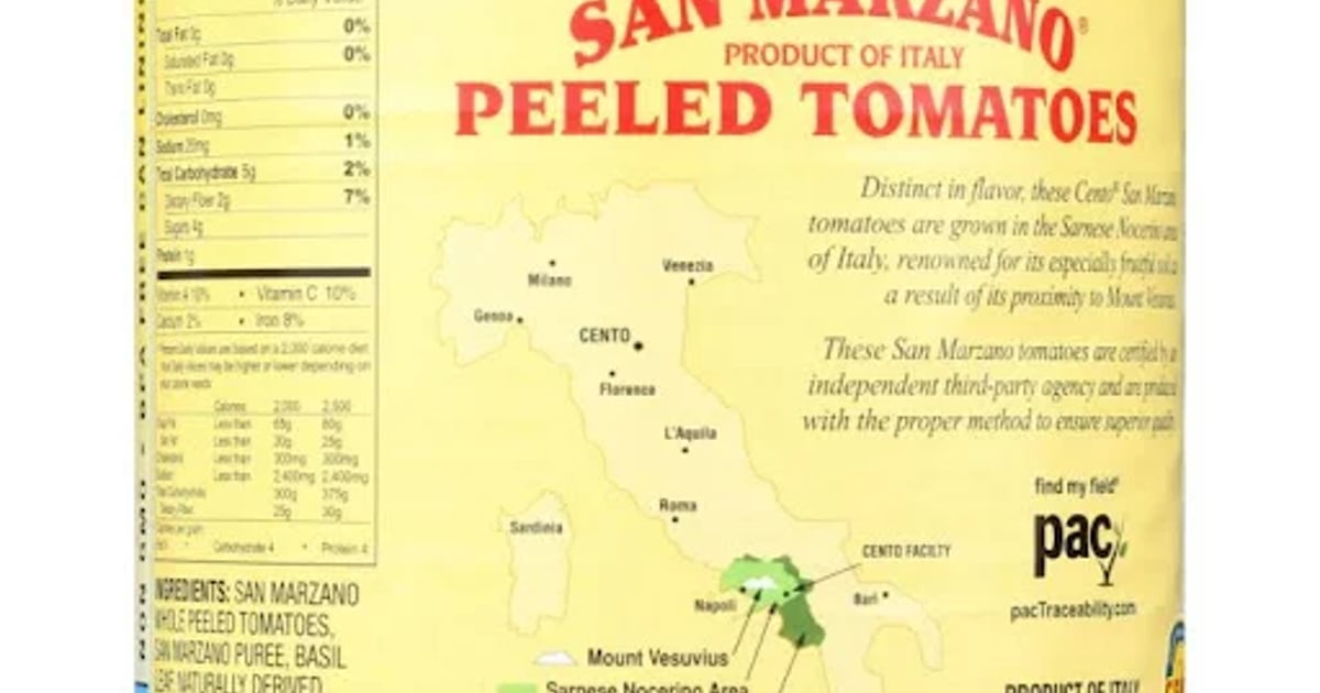 Cento San Marzano Peeled Tomatoes with Basil Leaf 28 Oz Can Canned