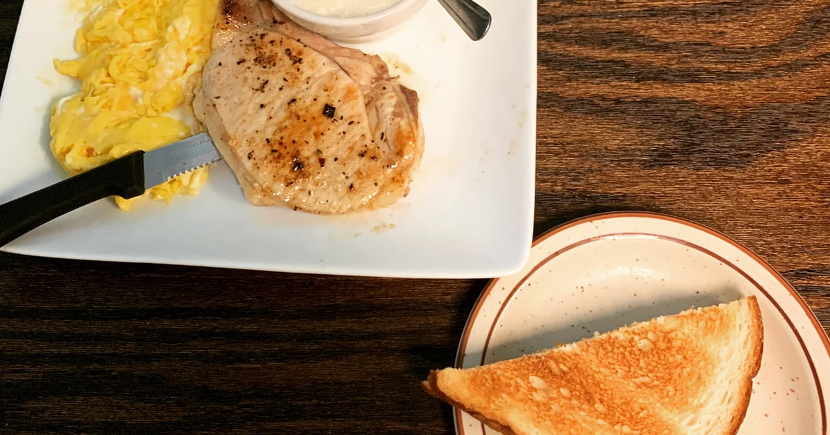 Pork Chop and Two Eggs Breakfast Oceana Diner Diner in