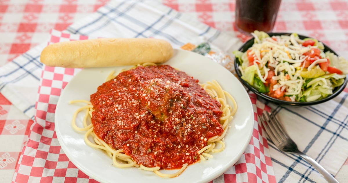 1Bucket of Spaghetti or Mostacolli! 4 Meatballs Menu Mama Cimino's
