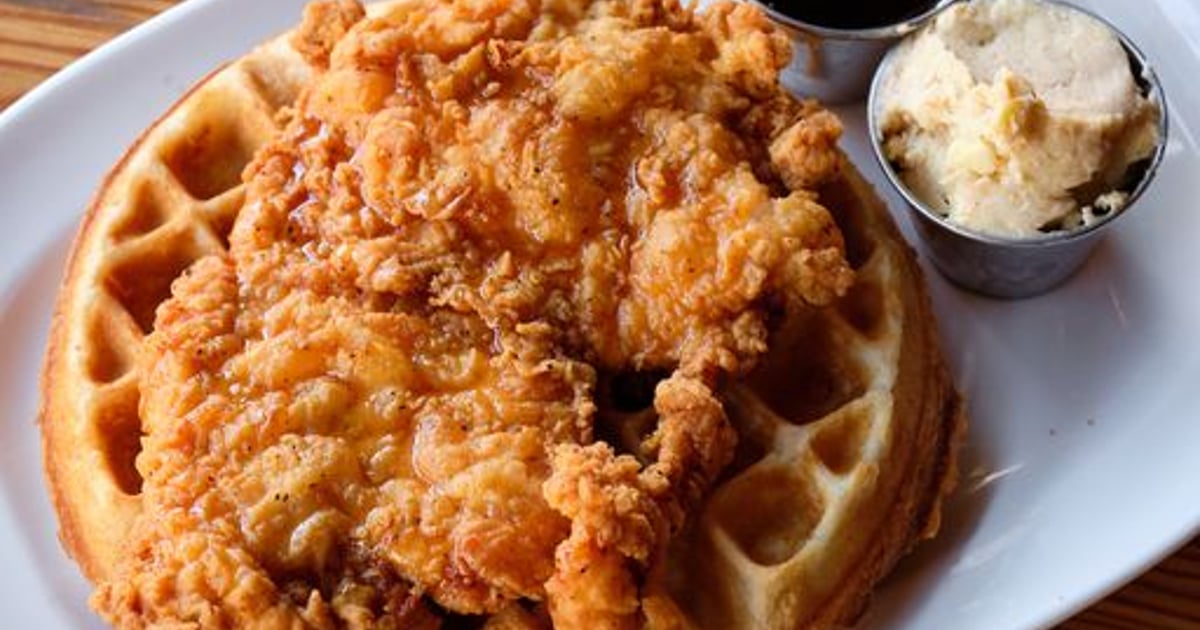 Chicken & Waffle - Brunch - HOBNOB Neighborhood Tavern - Restaurant in ...