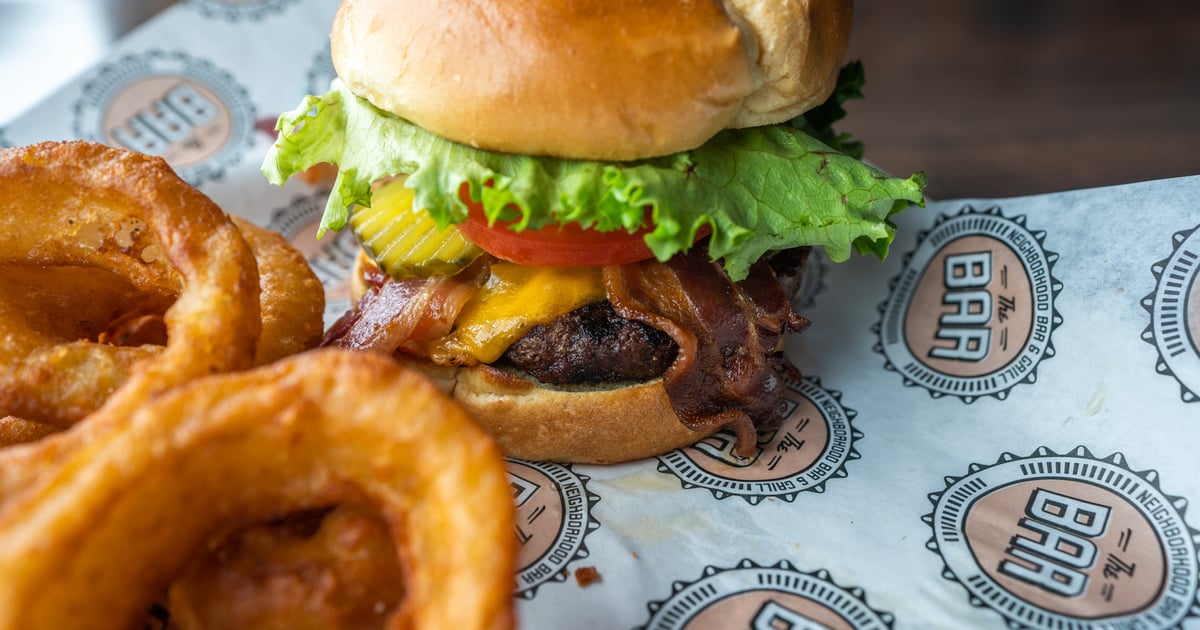 Smoked Cheddar Bacon Burger* - Dinner - The Bars - Sports Bar