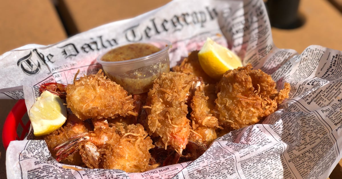 Coconut Shrimp Lunch and Dinner Menu Palms Fish Camp Restaurant Seafood Restaurant in
