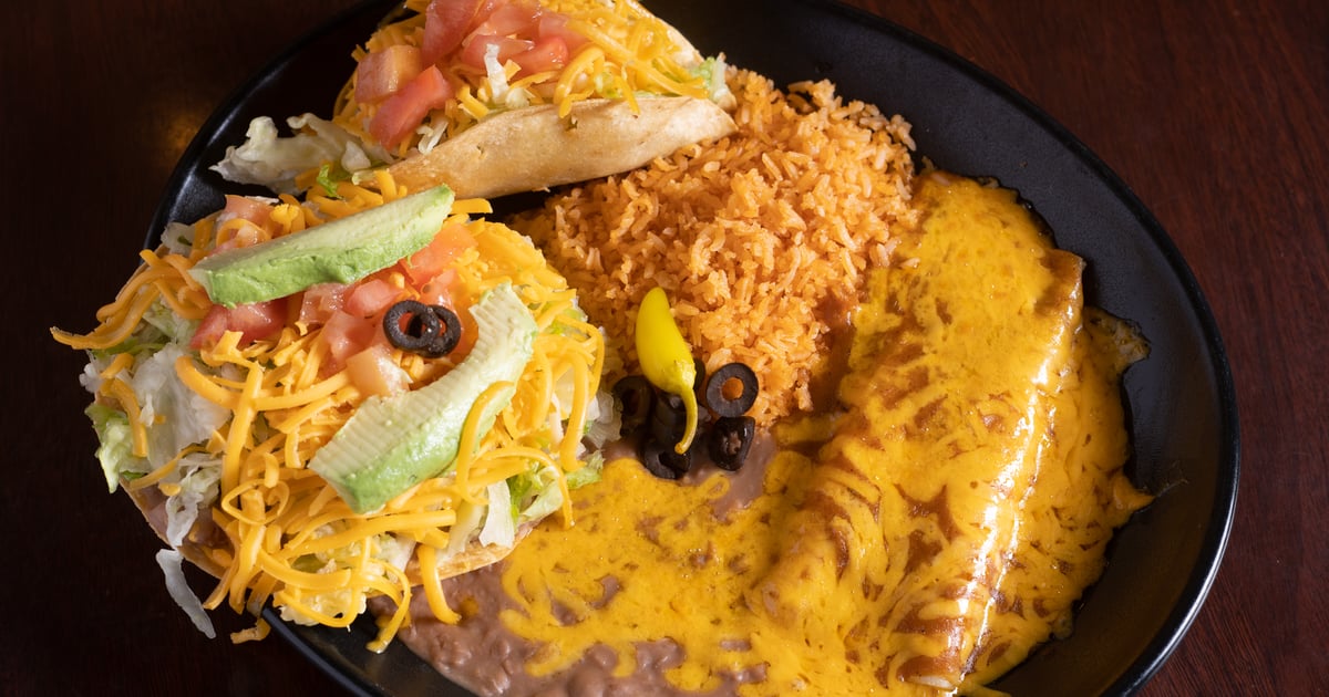 2. Cheese Enchilada*, Bean Tostada and Chicken or Beef Taco Menu
