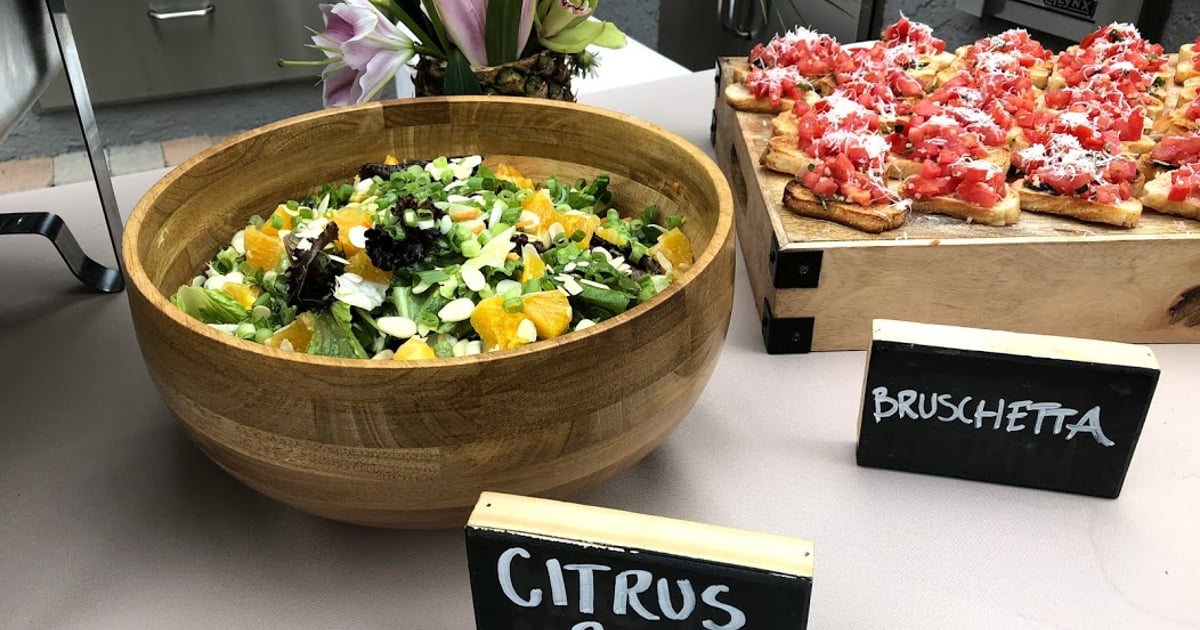 Bruschetta On Rosemary Crostini Catering Craftsman Wood FIred Pizza